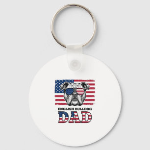 English Bulldog Dad Patriotic Vintage Shirt Design Key Ring