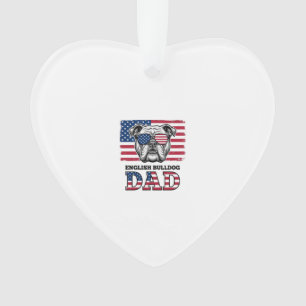 English Bulldog Dad Patriotic Vintage Shirt Design Ornament