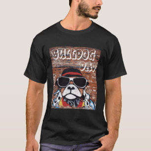 English Bulldog Dad Street Art Urban Paint Spray T-Shirt