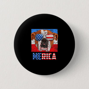 English Bulldog Dog 4th Of July American Flag Meri 6 Cm Round Badge