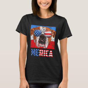 English Bulldog Dog 4th Of July American Flag Meri T-Shirt