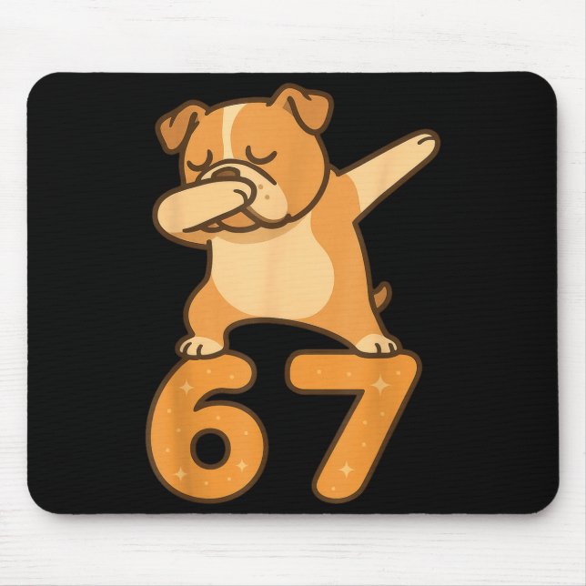English Bulldog Dog 67 Meme Six Seven Funny Dabbin Mouse Mat (Front)