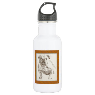 English Bulldog dog art drawn from words 532 Ml Water Bottle