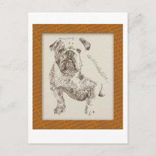 English Bulldog dog art drawn from words Postcard