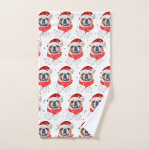 English Bulldog Dog Breed Christmas Hand Towel