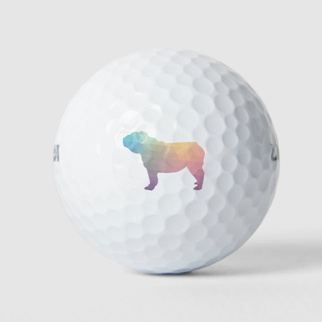 English Bulldog Dog Breed Geo Silhouette Pastel Golf Balls (Front)