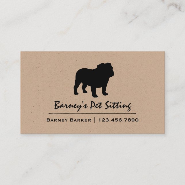 English Bulldog | Dog Breed Silhouette Business Card (Front)