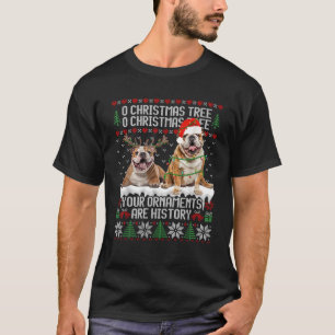 English Bulldog Dog Christmas Tree Lights Puppy Do T-Shirt