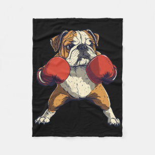 English Bulldog Dog Dressed As A Boxer Funny Boxin Fleece Blanket