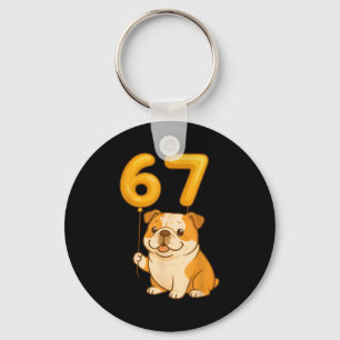English Bulldog Dog Funny 67 Meme Six Seven Balloo Key Ring
