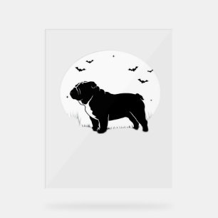 English Bulldog Dog – Halloween Moon Silhouette Ov Acrylic Sign