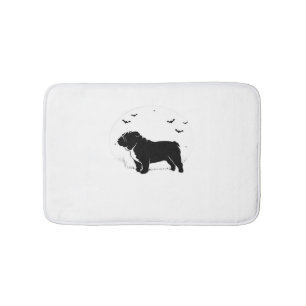 English Bulldog Dog – Halloween Moon Silhouette Ov Bath Mat