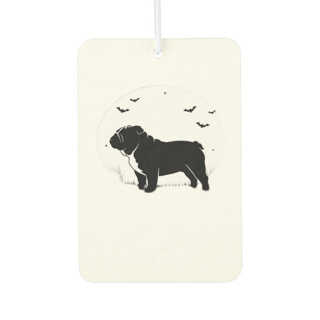 English Bulldog Dog � Halloween Moon Silhouette Ov Car Air Freshener (Front)