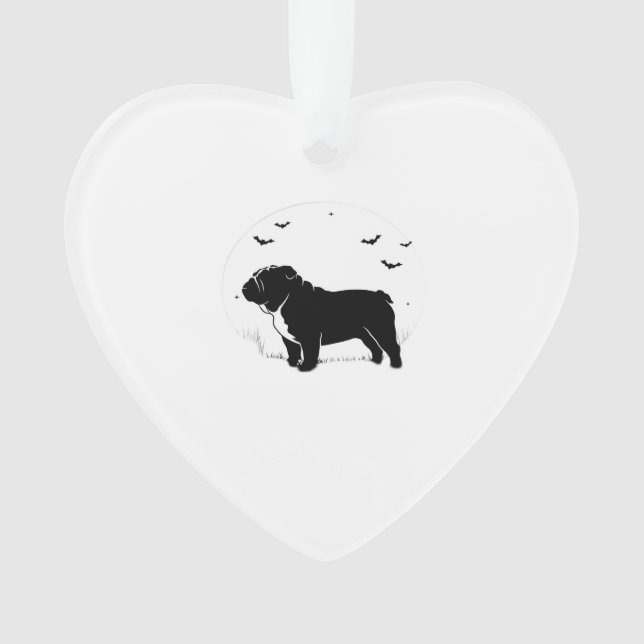 English Bulldog Dog � Halloween Moon Silhouette Ov Ornament (Front)