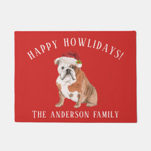 English Bulldog Dog Happy Howlidays Christmas Doormat