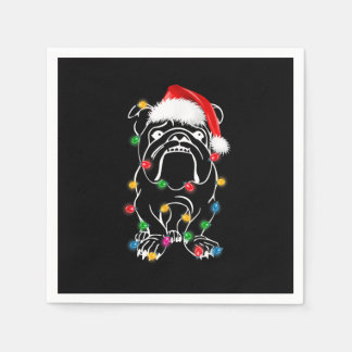 English Bulldog Dog Lights Christmas Matching Fami Napkin