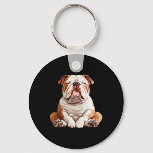 English Bulldog Dog Meditation Yoga Key Ring