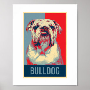 English Bulldog Dog Portrait Pop Art Poster