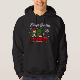 English Bulldog Dog Riding Red Truck Christmas Dec Hoodie