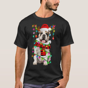 English Bulldog Dog Santa Xmas Puppy Christmas Lig T-Shirt