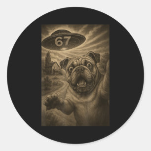 English Bulldog Dog Selfie 67 Meme Six Seven Funny Classic Round Sticker