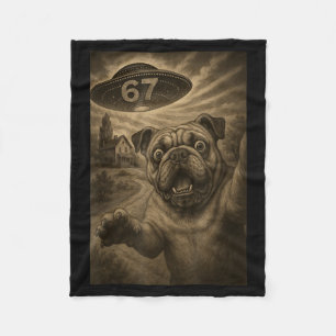 English Bulldog Dog Selfie 67 Meme Six Seven Funny Fleece Blanket