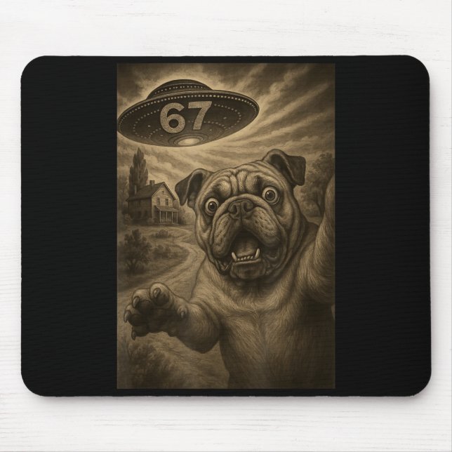 English Bulldog Dog Selfie 67 Meme Six Seven Funny Mouse Mat (Front)