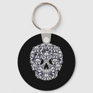 English Bulldog Dog Skull Halloween Key Ring