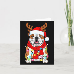 English Bulldog Dog Tree Christmas Lights Xmas Paj Card