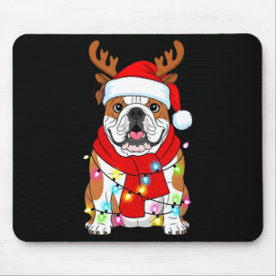 English Bulldog Dog Tree Christmas Lights Xmas Paj Mouse Mat