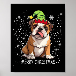 English Bulldog Dog Tree Christmas Sweater Xmas Do Poster