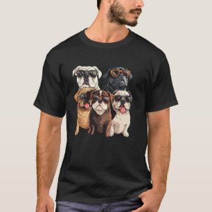 English Bulldog Dog Wearing Sunglasses T-Shirt