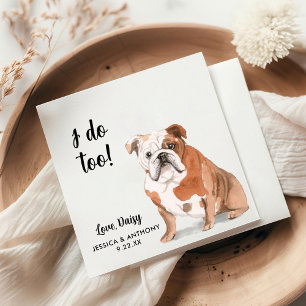 English Bulldog Dog Wedding Cocktail Napkins