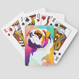 English Bulldog Dog Wild Nature Animal Painting Playing Cards