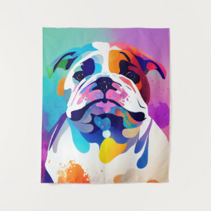 English Bulldog Dog Wild Nature Animal Painting Tapestry