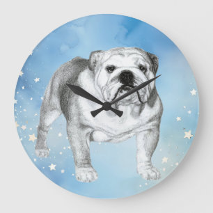 English Bulldog drawing Large Clock