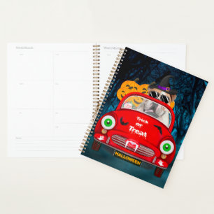 English Bulldog Driving Car Scary Halloween  Planner