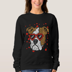 English Bulldog Face Heart Glasses Valentines Day Sweatshirt