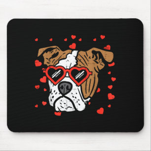 English Bulldog Face Heart Gles Valentines Day Dog Mouse Mat