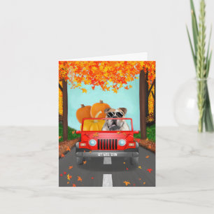 English Bulldog Fall Pumpkin Card