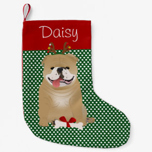 English Bulldog Fawn Colour Personalised Small Christmas Stocking