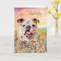 English Bulldog Field of Wildflowers Birthday