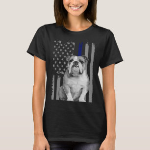 ENGLISH BULLDOG - FLAG American Thin Blue Line USA T-Shirt