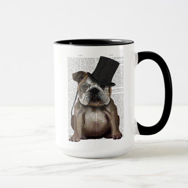 English Bulldog, Formal Hound and Hat Mug (Right)