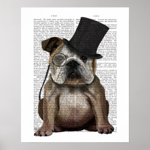 English Bulldog, Formal Hound and Hat Poster
