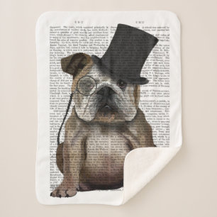 English Bulldog, Formal Hound and Hat Sherpa Blanket