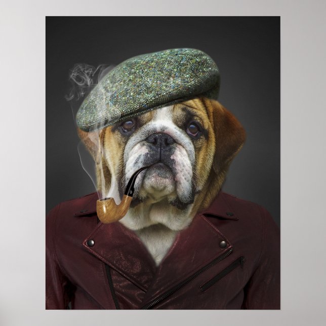 English Bulldog French Hat Pipe  Poster (Front)