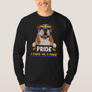 English Bulldog Gay Pride Dog Lgbt Rainbow Flag T-Shirt