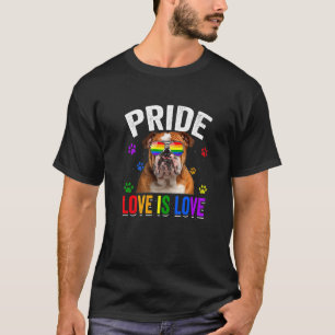 English Bulldog Gay Pride Lgbt Rainbow Flag Dog T-Shirt