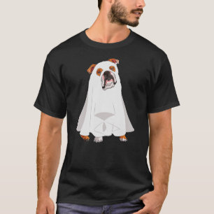 English Bulldog Ghost Pumpkin Halloween Fall Dog L T-Shirt